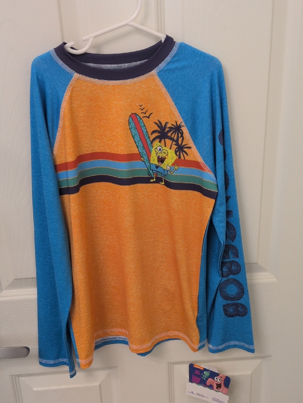 ✅New Nickelodeon SpongeBob Swim Rashguard Top Boys Kids Size 10/12 Nwt